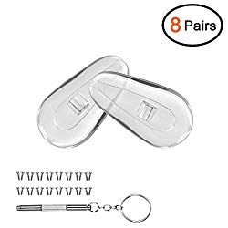 Mr.Zz Eyeglasses Nose Pads, 8 Pairs of Screw-in 15mm Soft Silicone Air Chamber Glasses Nose Pad Set, Eyeglass Repair Kit with Screws and Micro Screwdriver